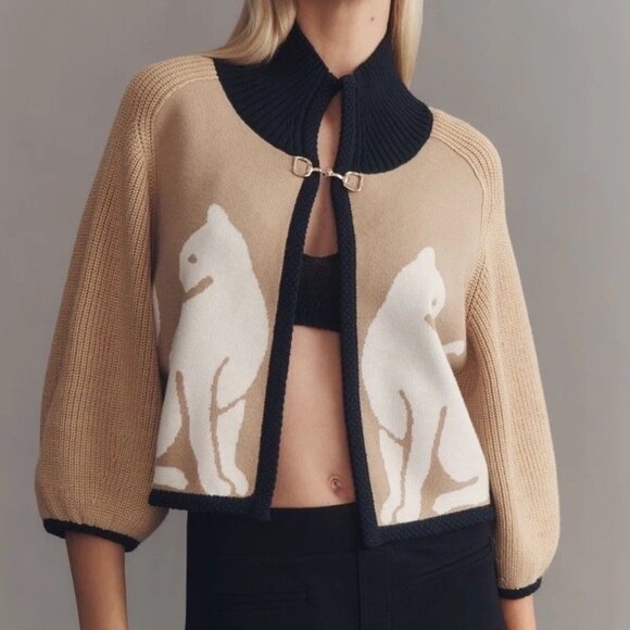 Anthropologie Maeve Knit Cat Cardigan Sweater Cape Kitty Cats Shrug XXS NWT 2XS - Picture 1 of 7